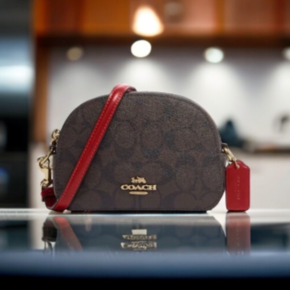 Coach Mini Serena Crossbody In Signature Canvas Bag Red - Picture 2 of 15